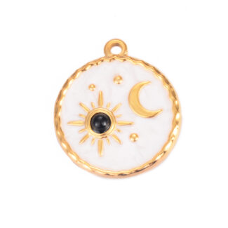 20mm - Dije de Sol y Luna Blanca
