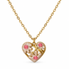 22mm - Collar con Dije de Corazón con Flores Rosadas