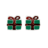 Aretes navideños de regalo rojo y verde