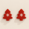 Aretes navideños de árbol rojo