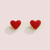 Aretes navideños de corazón rojo