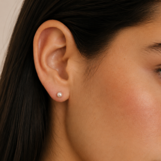 Aretes Santorini 3mm (Perla y Plata 925)